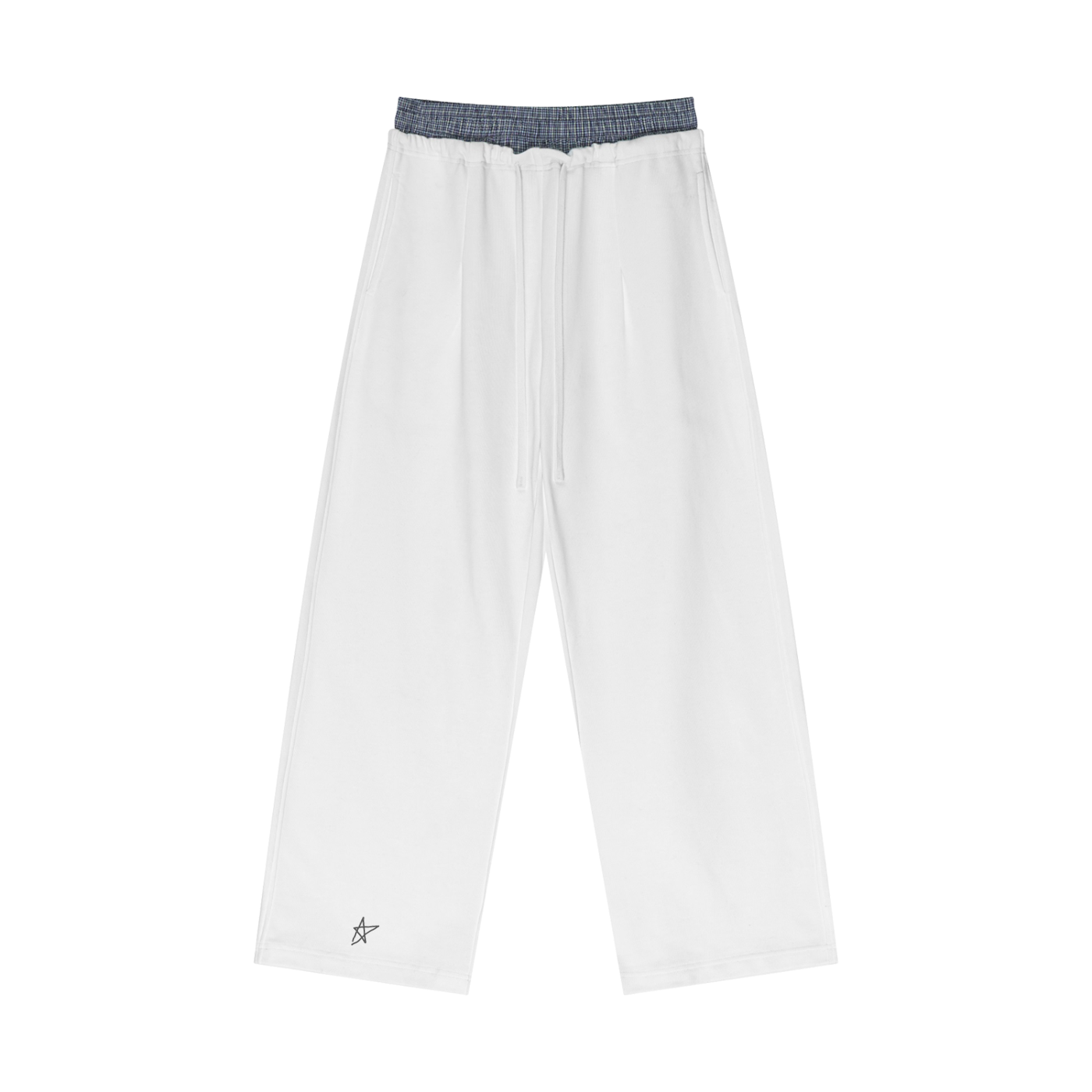 Plaid Contrast Waist Pants