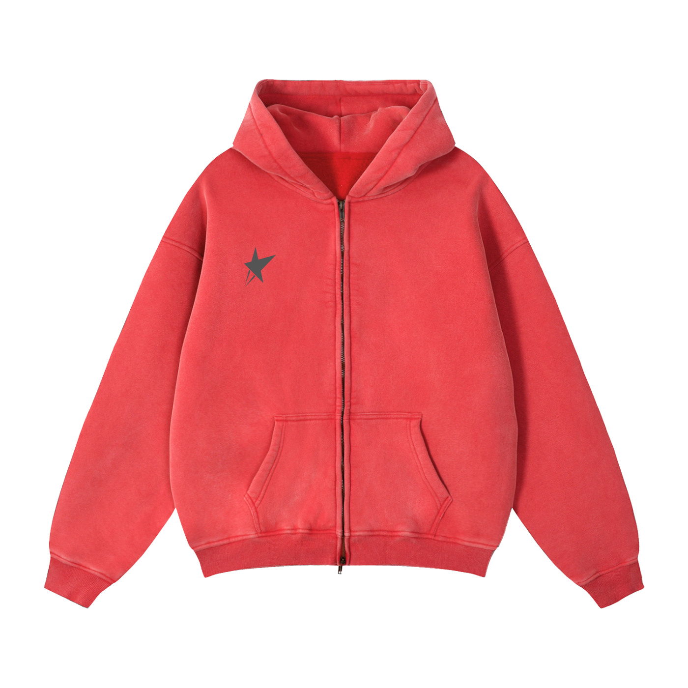 Zip-Through Boxy Fleece Hoodie