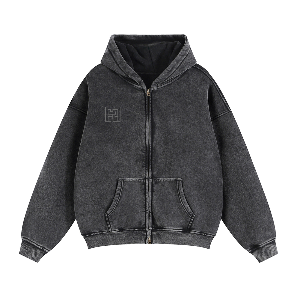 " Big Star " Full-Zip Boxy Fleece Hoodie