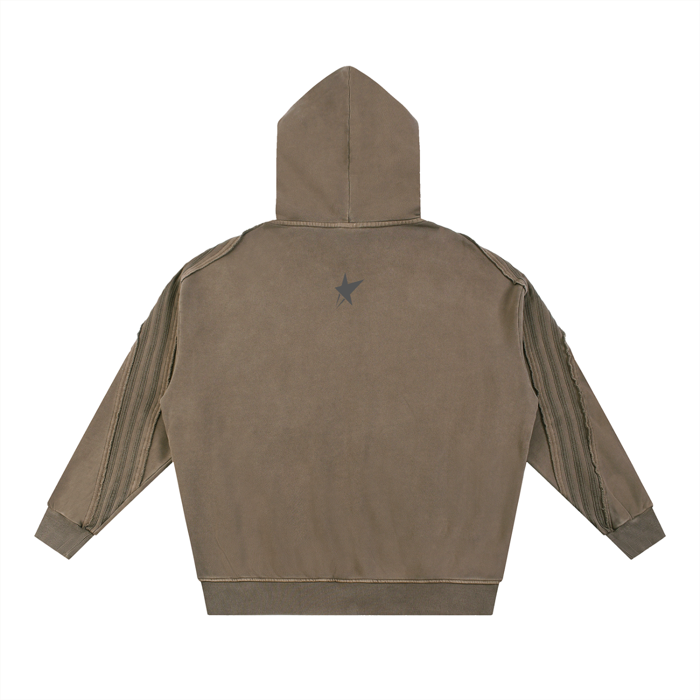 Snow Washed Tape Raw Edge Zip Hoodie