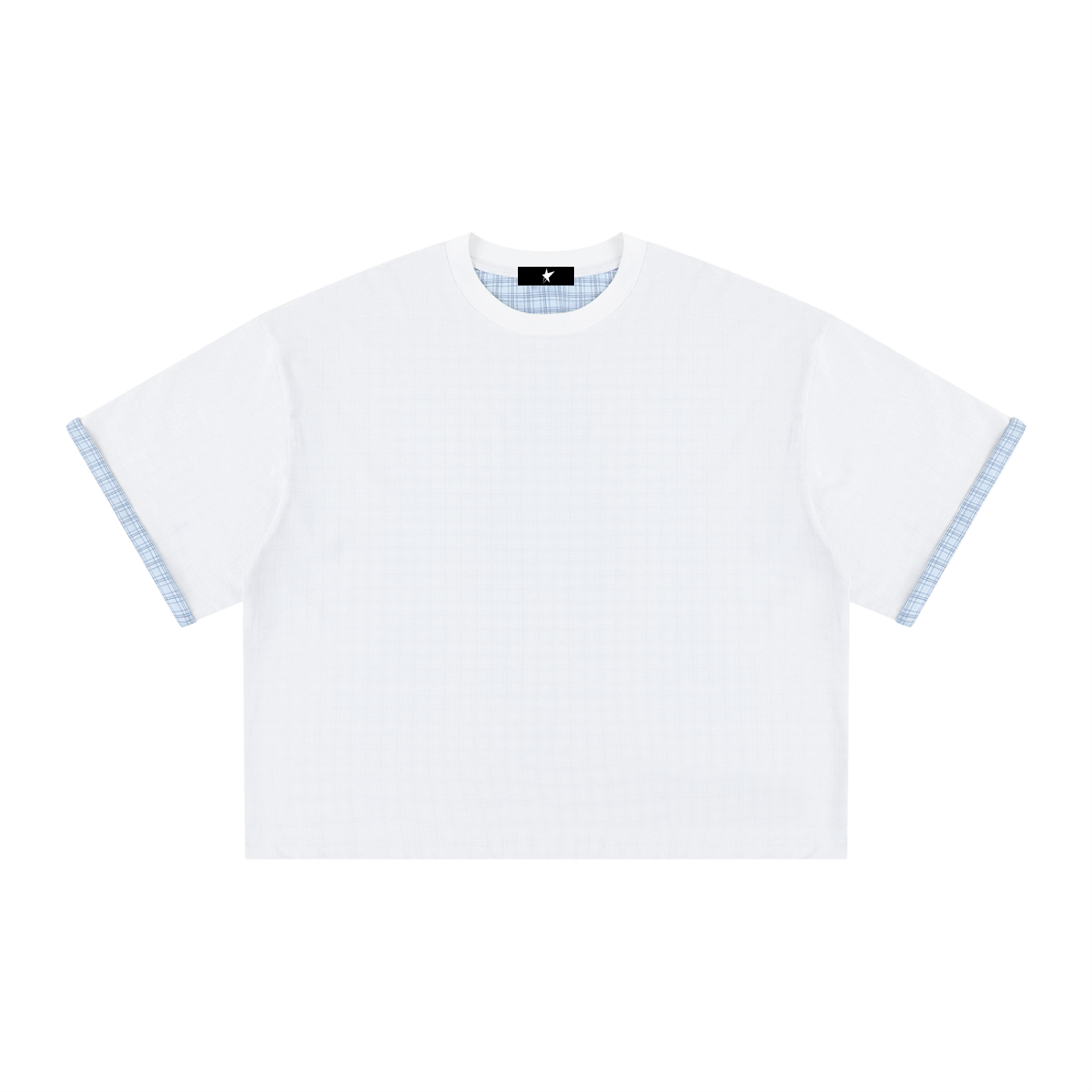 Unisex Boxy Plaid-Lined Double-Face T-Shirt