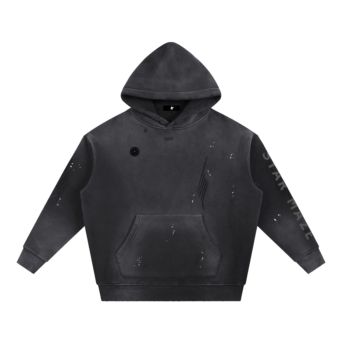Vintage Washed Frayed Fleece Hoodie