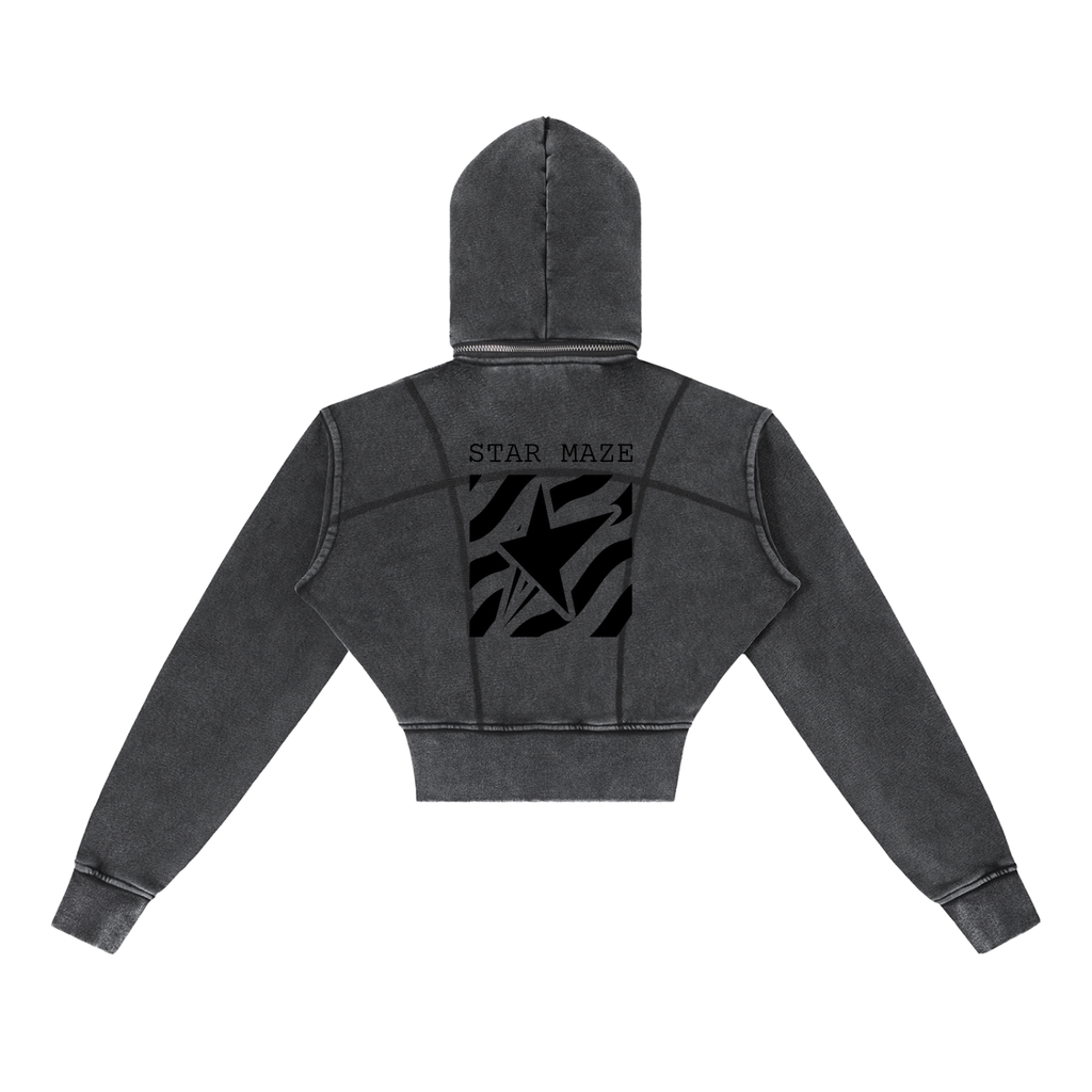 Vintage Washed Cropped Fleece Hoodie