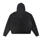 Sun Fade Frayed Raw Edge Fleece Zip Hoodie