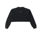 Snow Washed Raw Edge Cropped Sweatshirt
