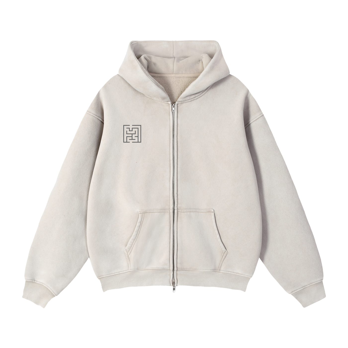 " Big Star " Full-Zip Boxy Fleece Hoodie