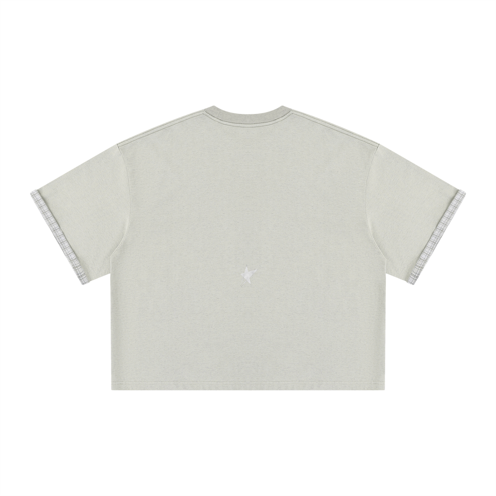 Unisex Boxy Plaid-Lined Double-Face T-Shirt