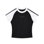 Contrast Stripes Bodycon Raglan  Sleeve T-Shirt