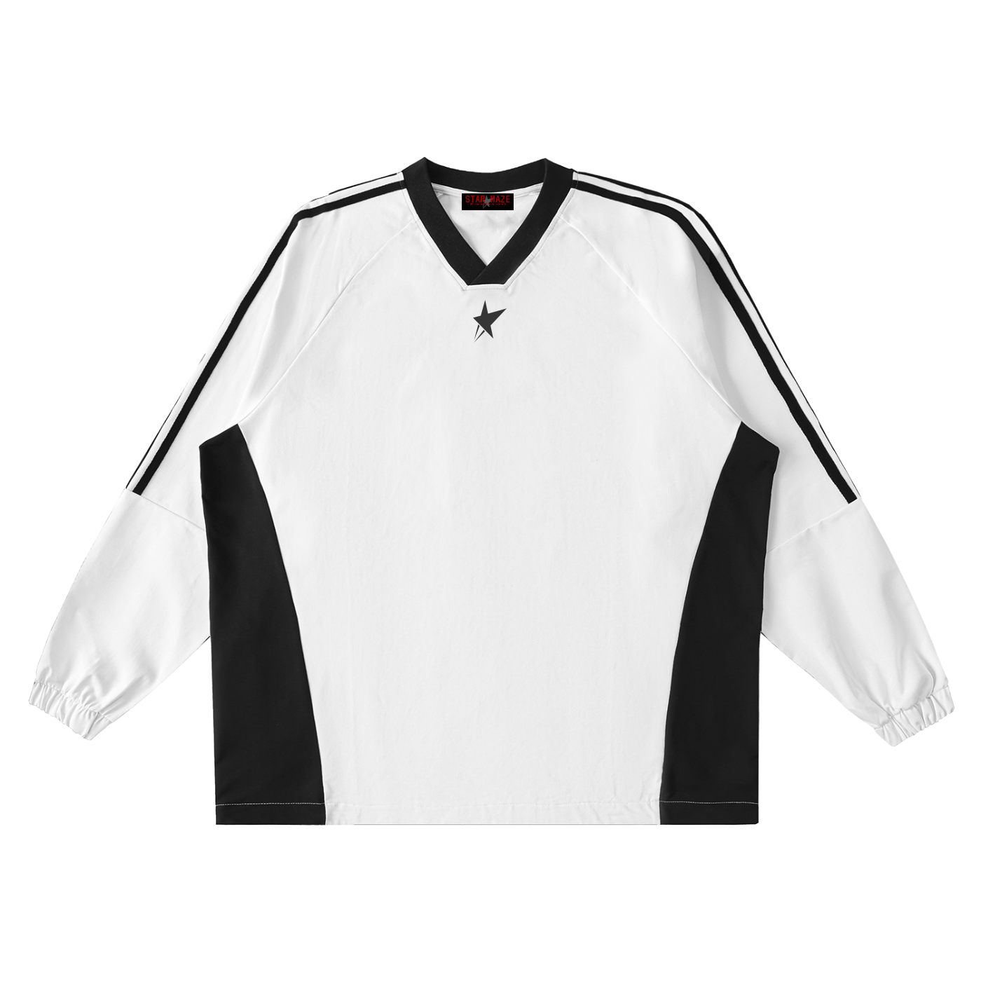 Color-Block V-Neck Long-Sleeve T-Shirt